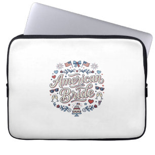 Amerikansk Brud Patriotisk Bröllops Vektor Design_ Laptop Fodral