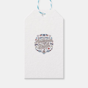 Amerikansk Brud Patriotisk Bröllops Vektor Design_ Presentetikett