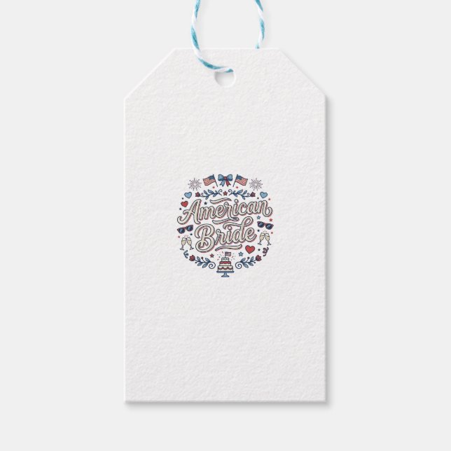 Amerikansk Brud Patriotisk Bröllops Vektor Design_ Presentetikett (Framsidan)