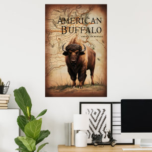 Amerikansk buffalo på A Karta Poster