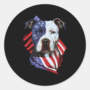 Amerikansk bull med amerikansk Flagga Runt Klistermärke