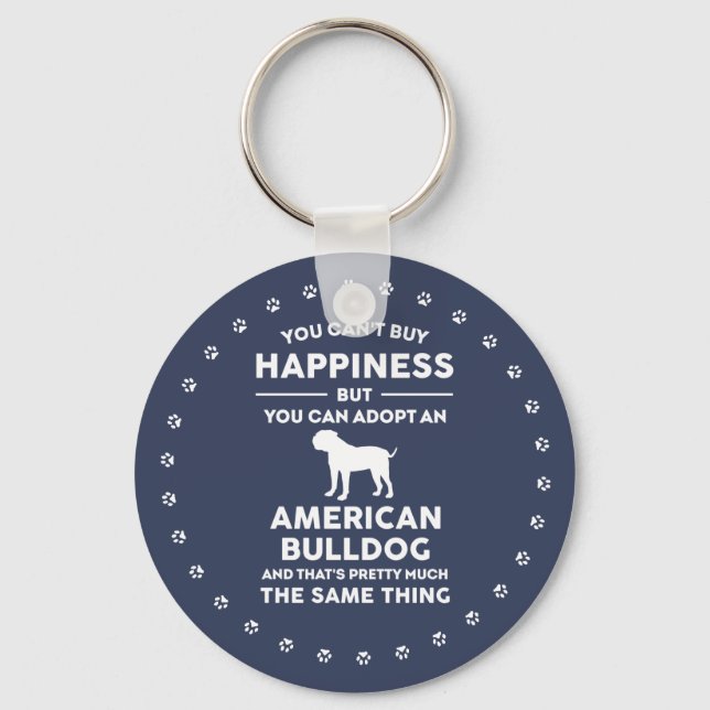 Amerikansk Bulldog-adoption lycka Nyckelring (Framsida)