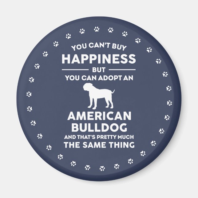 Amerikansk Bulldog adoptionsglädje Magnet (Framsidan)