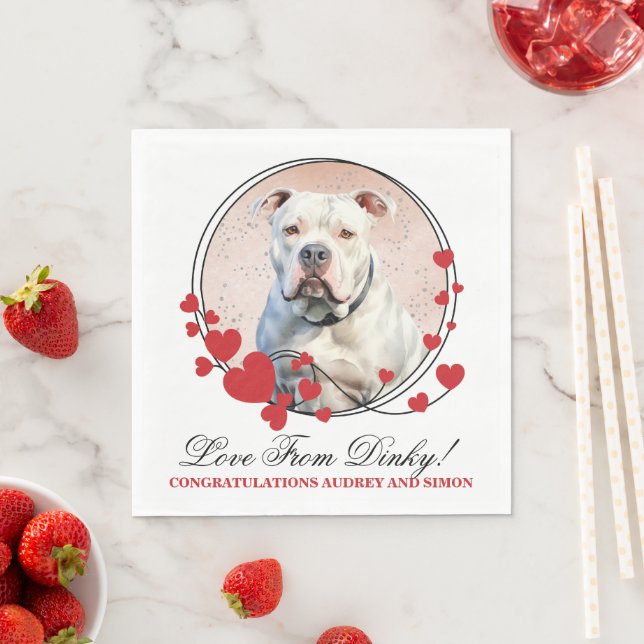 Amerikansk Bulldog Bröllops Servetter Med Hund Fot (Insitu)