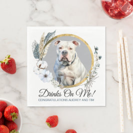 Amerikansk Bulldog Hund Bröllops Servetter Med Hun