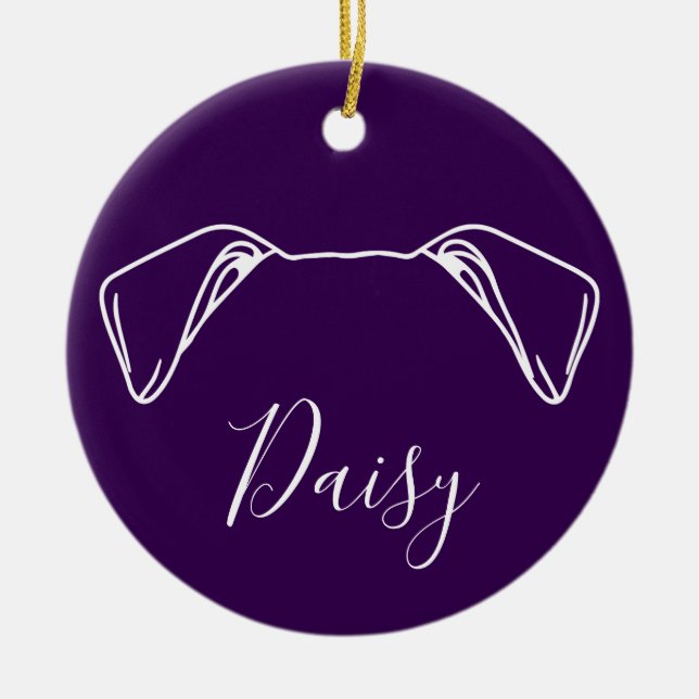 Amerikansk Bulldog-ornament (Om-logotyp) Julgransprydnad Keramik (Framsidan)
