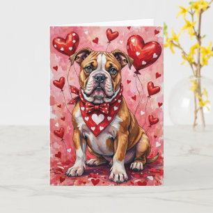 Amerikansk Bulldogg Valentine Sittande hund med hj Kort