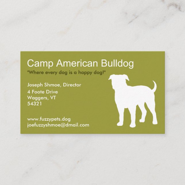Amerikansk Bulldogg Visitkort (Framsida)