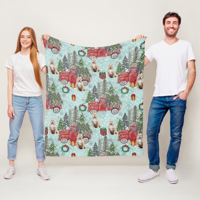 Amerikansk bully hund Red jul Lastbil Festive Fleecefilt (På plats)