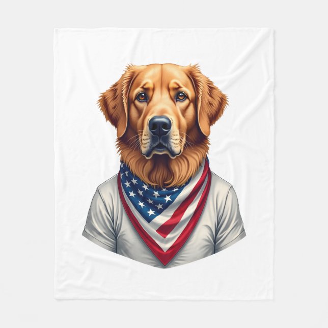 Amerikansk Canine Golden Retriever Vintage T-shirt Fleecefilt (Framsidan)