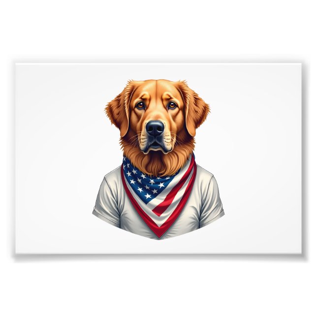 Amerikansk Canine Golden Retriever Vintage T-shirt Fototryck (Framsidan)