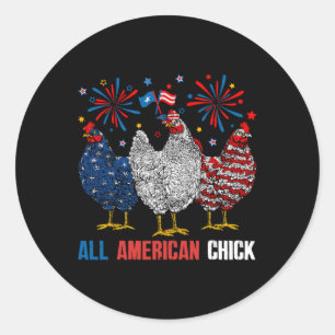 Amerikansk Chick Retro 4 juli Patriotic USA Chi Runt Klistermärke