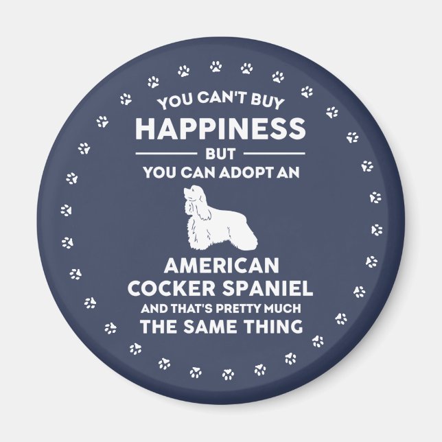 Amerikansk Cocker Spanel Happity Magnet (Framsidan)