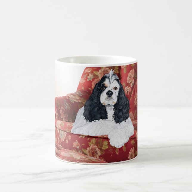 Amerikansk Cocker Spaniel i röd stol Kaffemugg (Center)