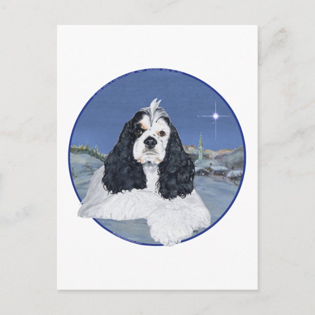 Amerikansk Cocker Spaniel Jul Helg Vykort (Framsida)