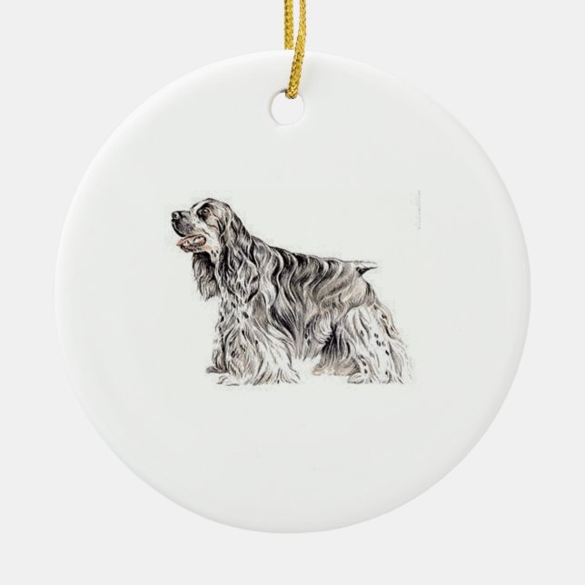 Amerikansk Cocker Spaniel Julgransprydnad Keramik (Framsidan)