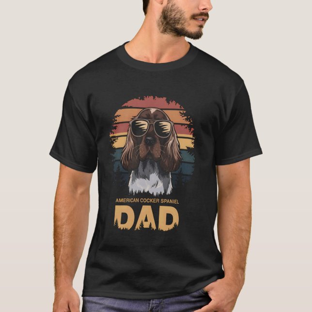 Amerikansk Cocker Spaniel Pappa Rolig Hundälskare  T Shirt (Framsida)