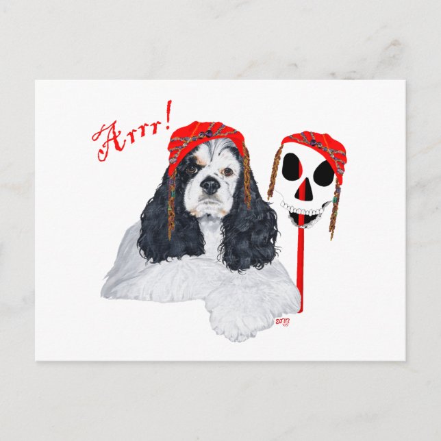 Amerikansk Cocker Spaniel Pirat Vykort (Framsida)