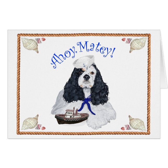 Amerikansk Cocker Spaniel Sjöman Hälsningskort (Framsidan Horizontal)