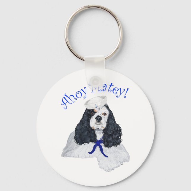 Amerikansk Cocker Spaniel Sjöman Nyckelring (Framsida)