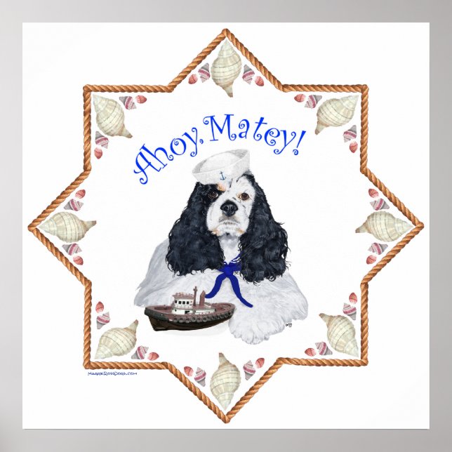 Amerikansk Cocker Spaniel Sjöman Poster (Framsidan)