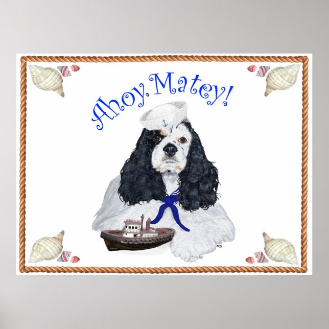 Amerikansk Cocker Spaniel Sjöman Poster (Framsidan)