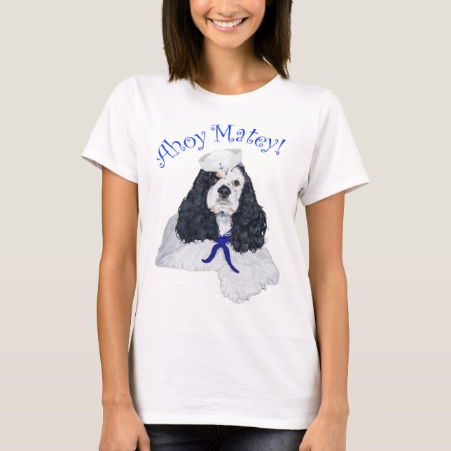 Amerikansk Cocker Spaniel Sjöman Tee Shirt (Framsida)