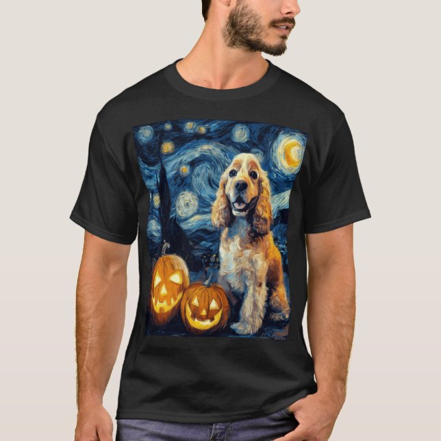 Amerikansk Cocker Spaniel Söt Hund Halloween Jack  T Shirt (Framsida)