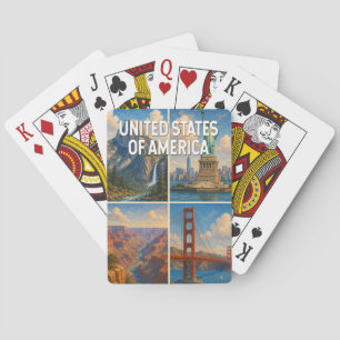 Amerikansk Collage Illustration Resa Konst Casinokort