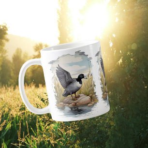 Amerikansk coot i våtmarker kaffemugg