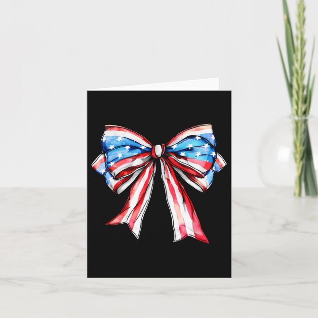 Amerikansk coquette Bow Patriotic USA flagga Lyckl Kort (Framsida)