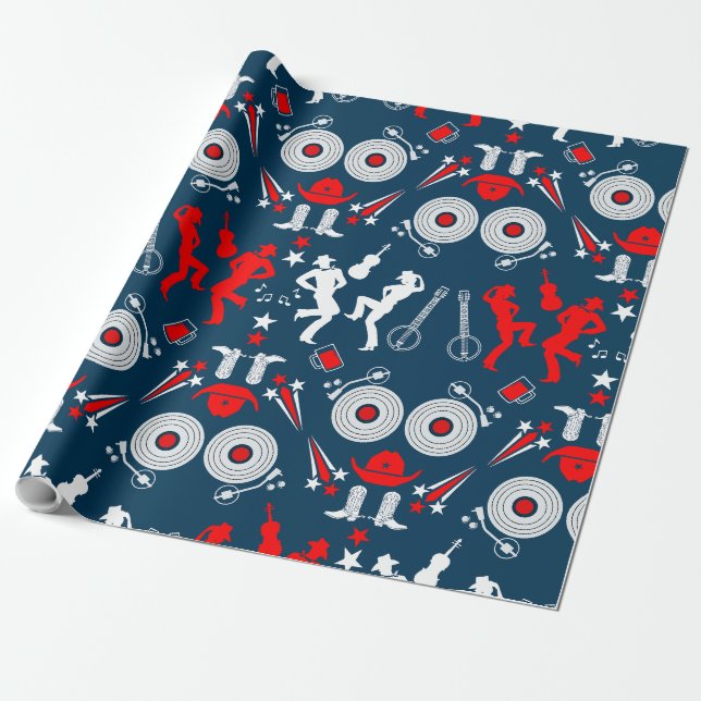 Amerikansk Country Music Line Dancing Presentpapper (Utrullad)