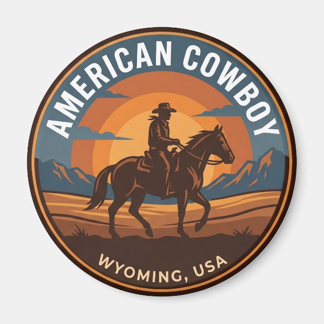 Amerikansk cowboy Wyoming Magnet (Framsidan)