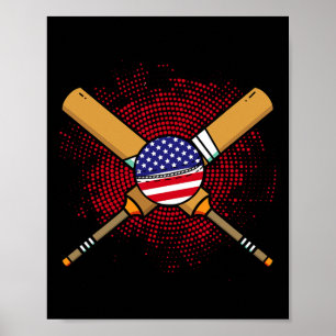 Amerikansk cricketracket och Ll-flagga för USA Poster