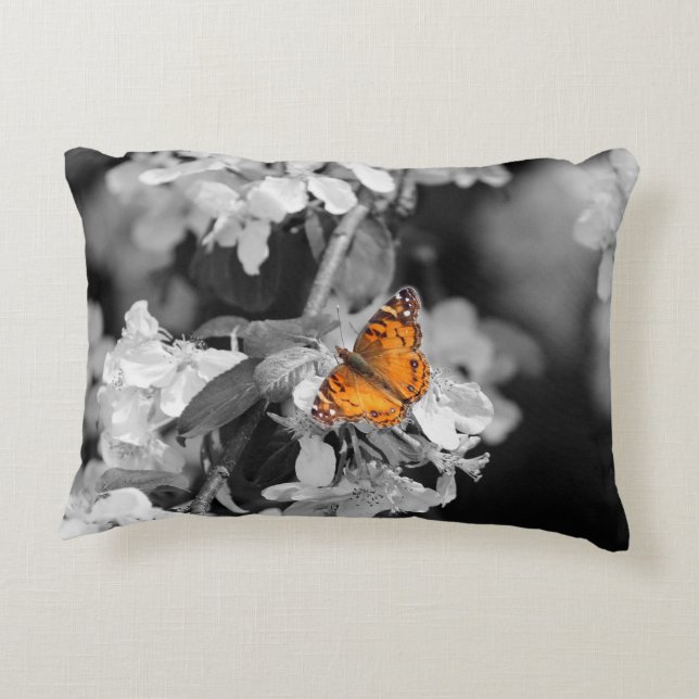 Amerikansk Dam-fjäril på Blommar Dekorativ kudde (Baksidan)