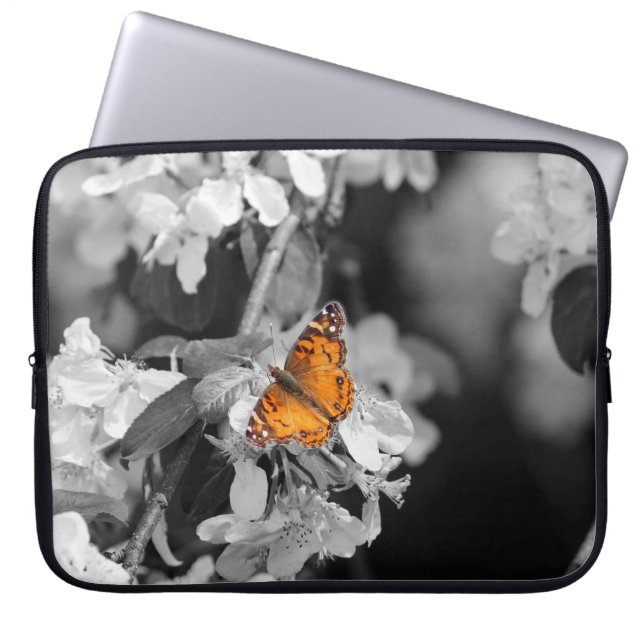 Amerikansk Dam-fjäril på Blommar Laptop sleeve (Framsidan)