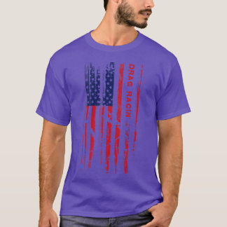 Amerikansk Dragracing Flagga Patriotisk Racer T Shirt