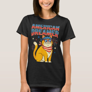 Amerikansk drömmare katt patriotiska solglasögon k t shirt