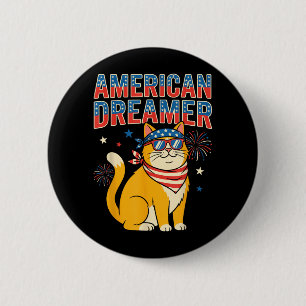 Amerikansk drömmare katt patriotiska solglasögon knapp