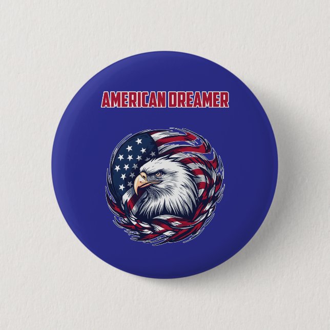 Amerikansk drömmare Patriotisk USA Hoppanda anda Knapp (Framsida)