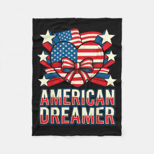 Amerikansk drömmare patriotiskt hjärta stjärnor rä fleecefilt