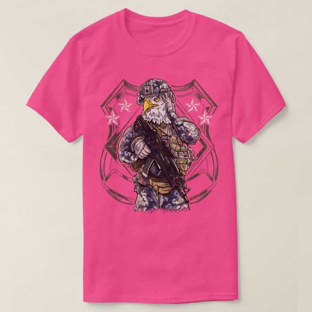 Amerikansk Eagle-militär soldat Warrior Patriotic T Shirt (Design framsida)