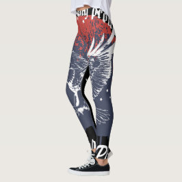 Amerikansk Eagle Patriotisk Röd & Blå Leggings