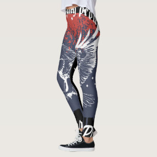 Amerikansk Eagle Patriotisk Röd & Blå Leggings