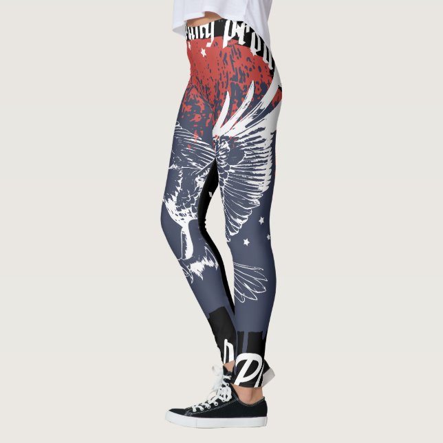 Amerikansk Eagle Patriotisk Röd & Blå Leggings (Vänster)