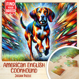 Amerikansk engelsk Coonhound Hund Akrylporträtt Pussel