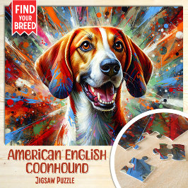 Amerikansk engelsk Coonhound Hund Akrylporträtt Pussel