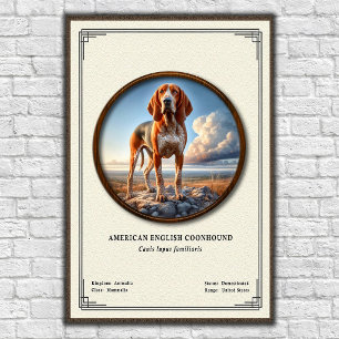 Amerikansk engelsk Coonhound Zoologi Serie Poster