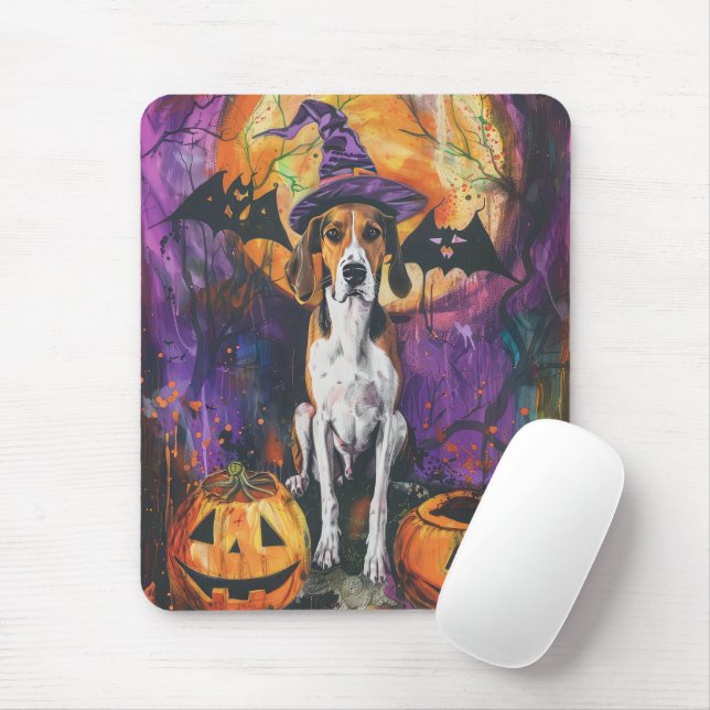 Amerikansk engelsk rävhund Halloween-pumpa  Musmatta (Med mus)