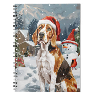 Amerikansk engelsk rävhund Hund Vinter Jul Glädje Anteckningsbok